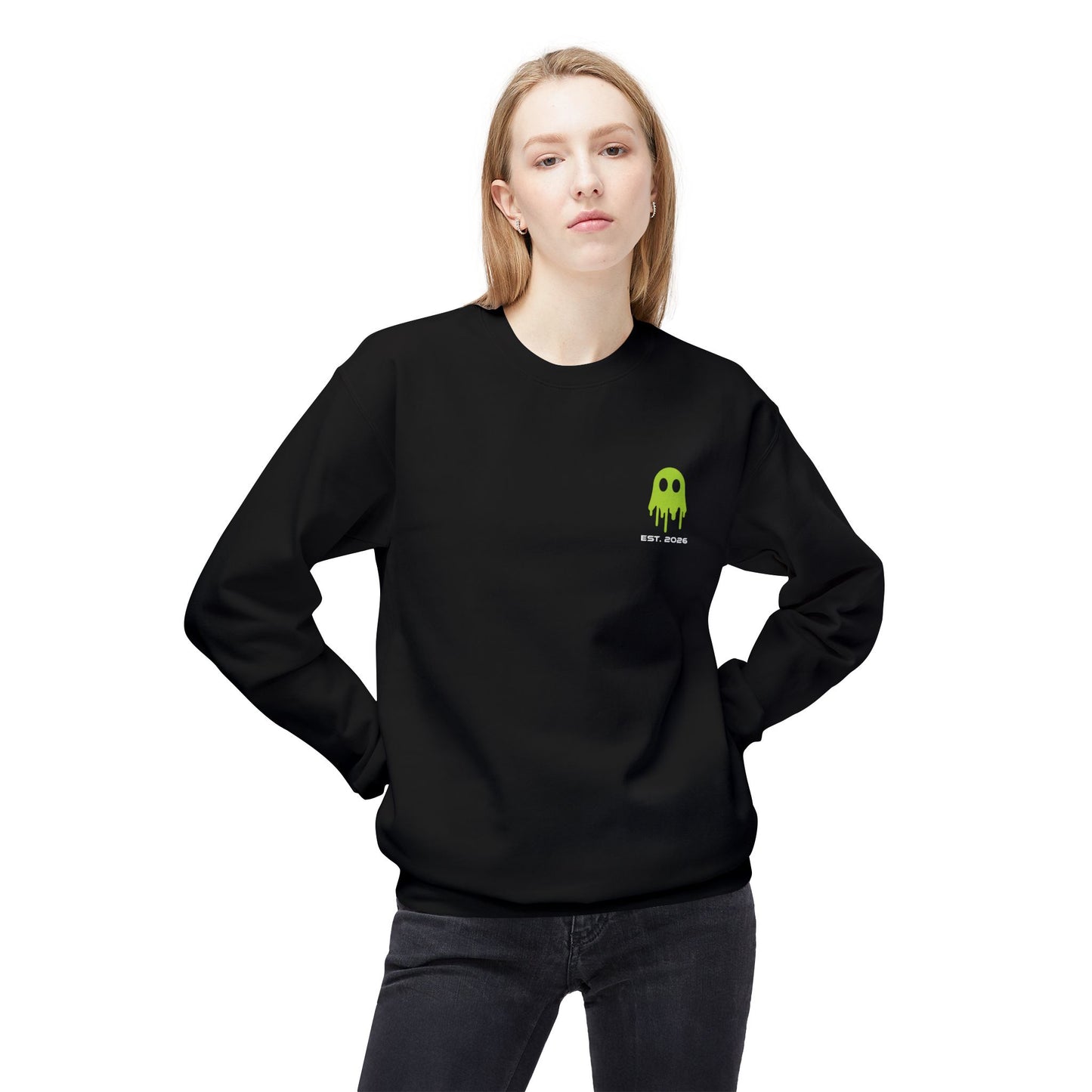 Crewneck Sweatshirt — Ghostline Neon Logo Minimalist Streetwear
