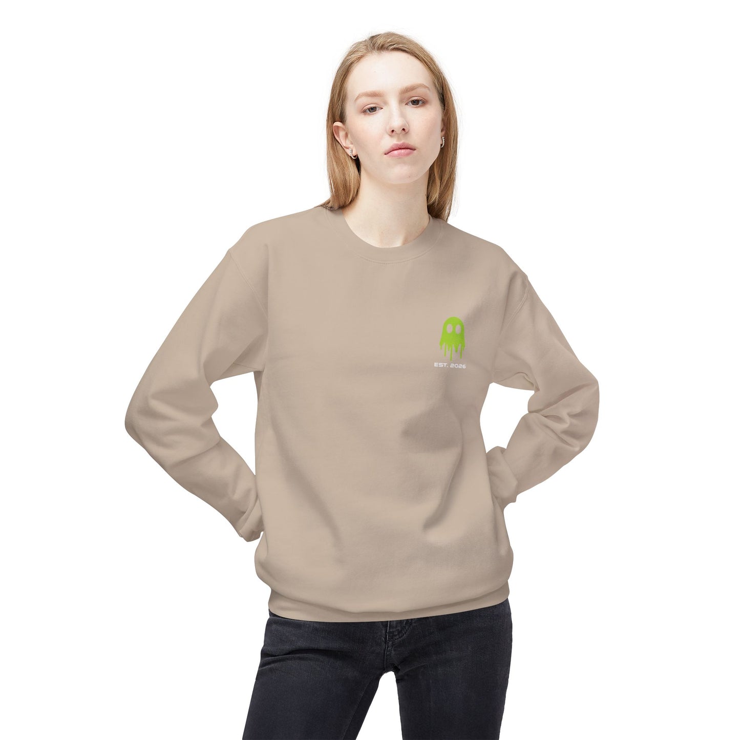 Crewneck Sweatshirt — Ghostline Neon Logo Minimalist Streetwear