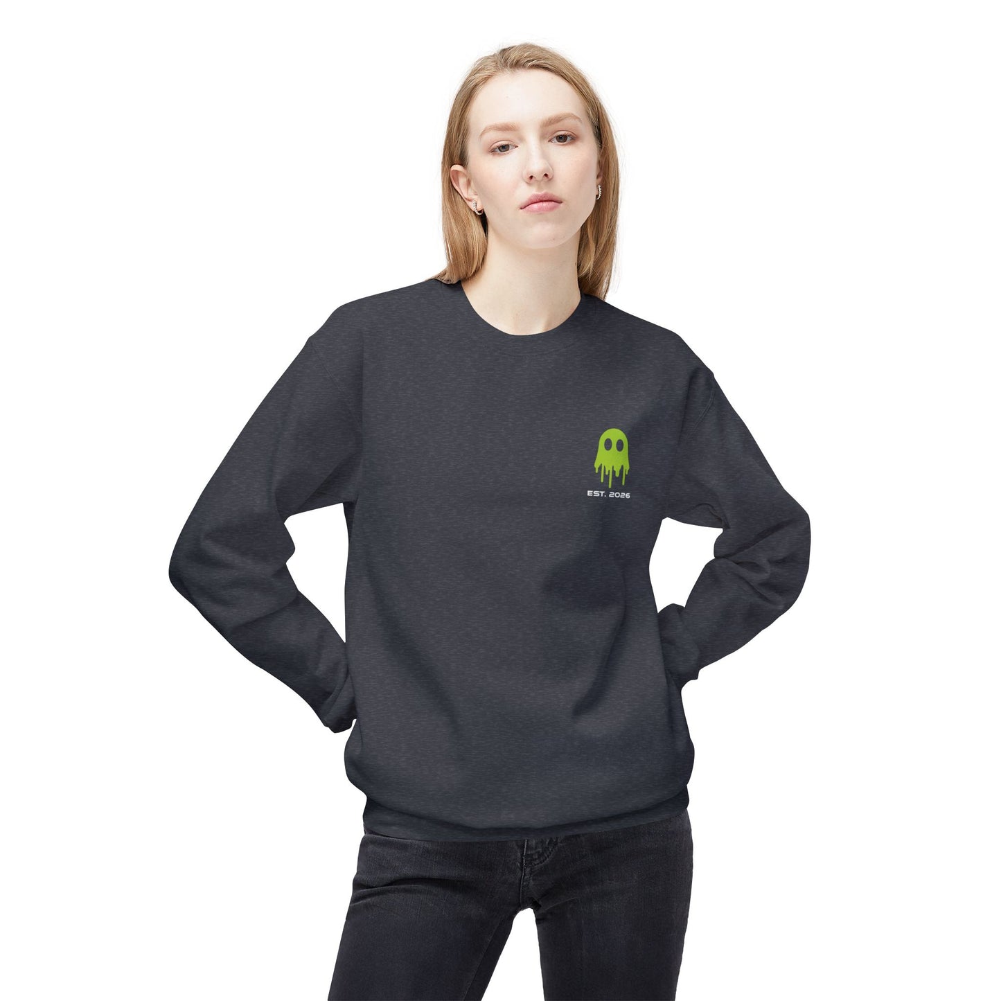 Crewneck Sweatshirt — Ghostline Neon Logo Minimalist Streetwear