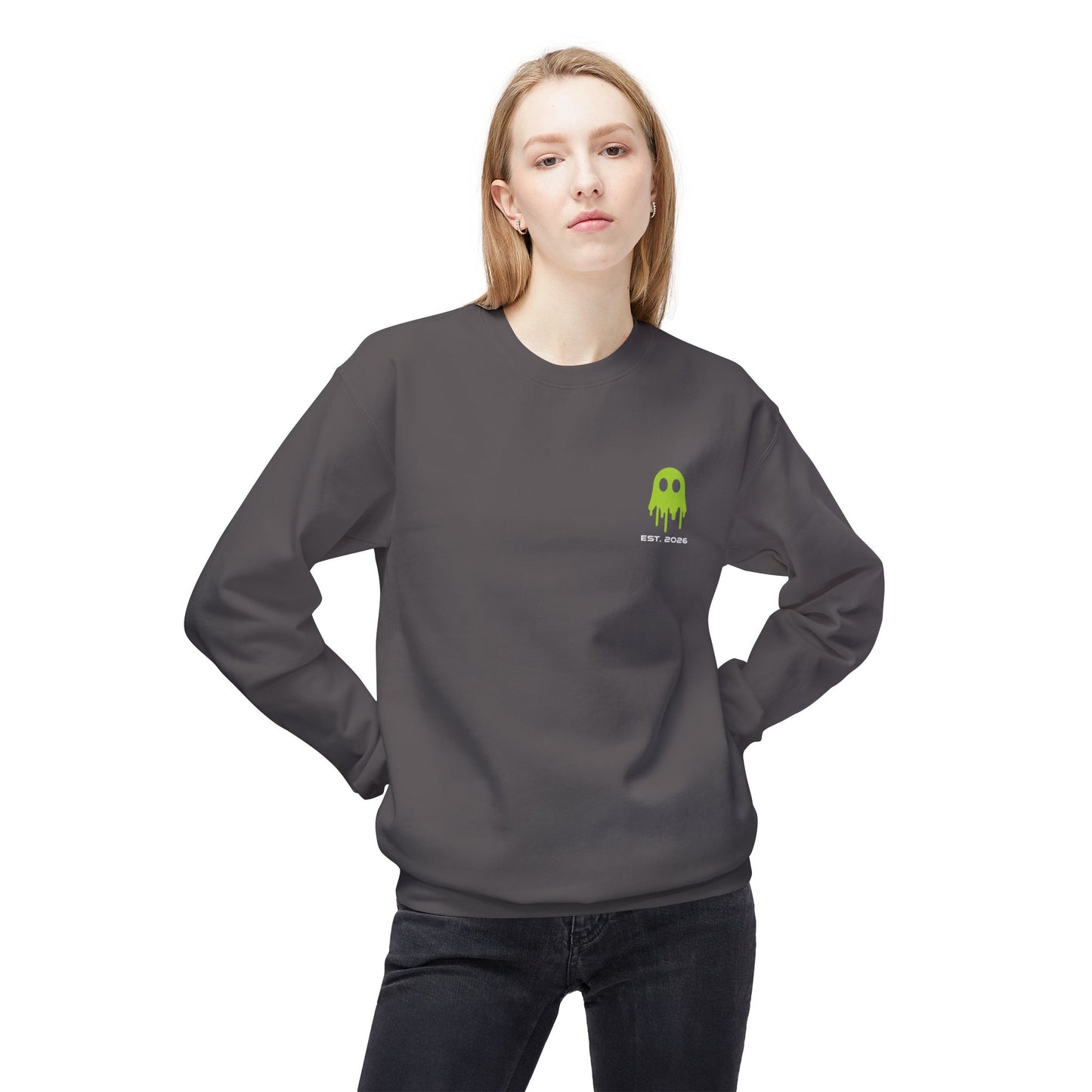 Crewneck Sweatshirt — Ghostline Neon Logo Minimalist Streetwear