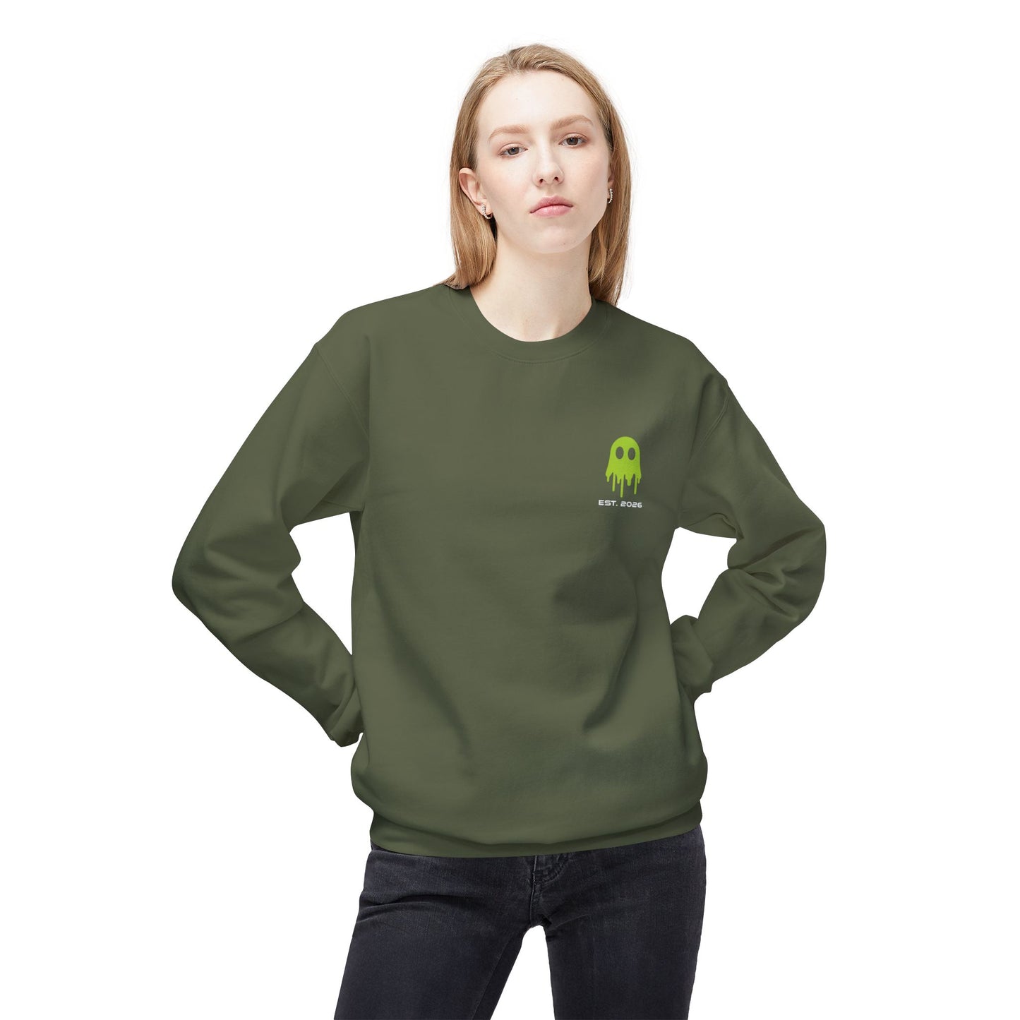 Crewneck Sweatshirt — Ghostline Neon Logo Minimalist Streetwear
