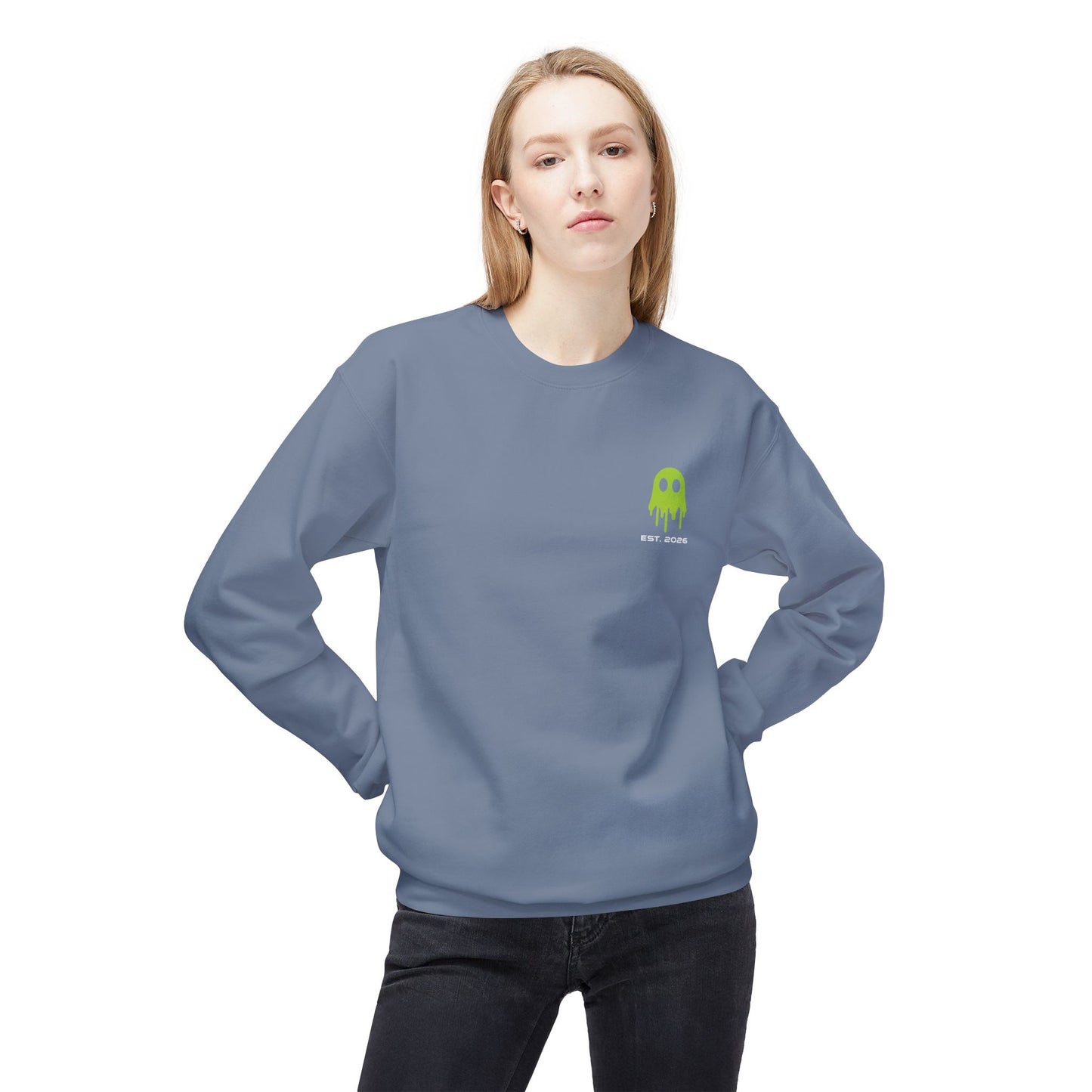 Crewneck Sweatshirt — Ghostline Neon Logo Minimalist Streetwear
