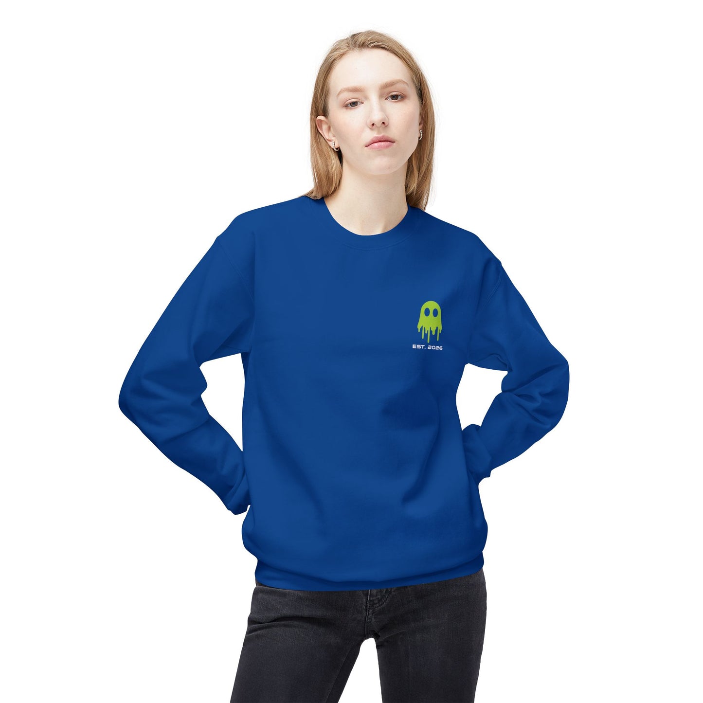 Crewneck Sweatshirt — Ghostline Neon Logo Minimalist Streetwear